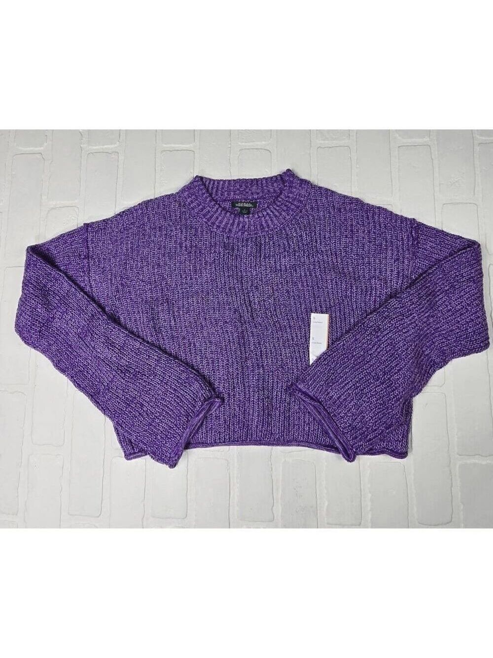 Wild Fable Purple Cropped Mock Collared Sweater Small